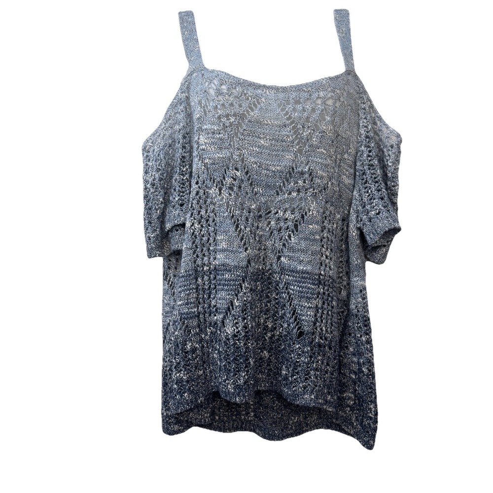 Soho New York & Company Women Sweater Blue/grey Cold Shoulder Size Medium